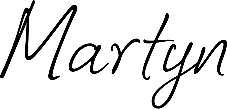 Signature-style black cursive handwriting spelling the name Martyn on a white background.